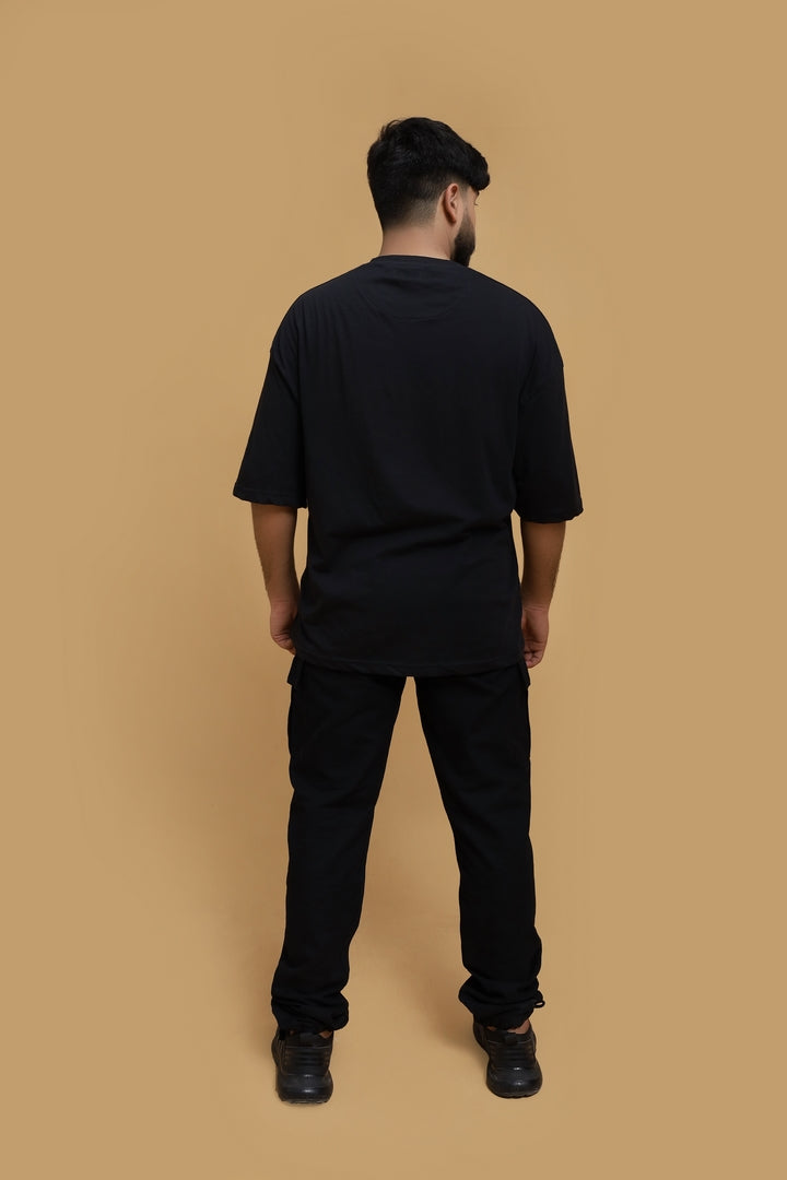 Dastanchic Drop Shoulder Oversized T-Shirt - Black (Japanese Graphic)